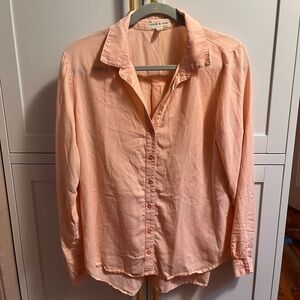 CLOTH & STONE Peach Button Up long/roll up sleeve medium tencel